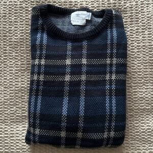 Vintage Navy Plaid Pebble Beach Pullover Crewneck Sweater Large